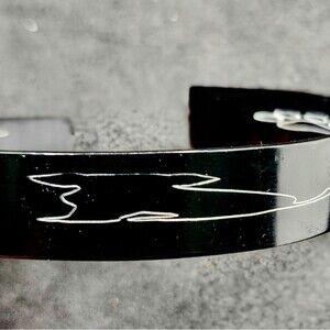 Hand Crafted Engraved Cuff Bracelet Black Dog